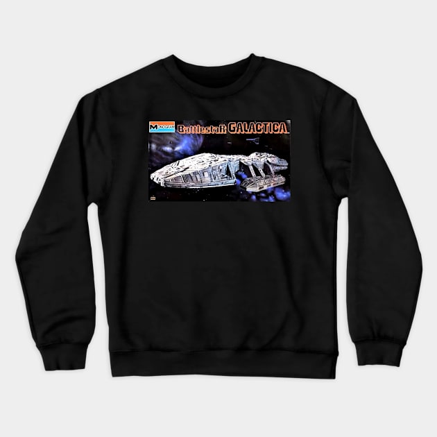 Vintage Model Kit Box Art - Battlestar Galactica Crewneck Sweatshirt by Starbase79